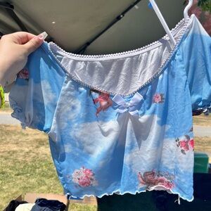 Forever 21 Blue Angel Print Blouse